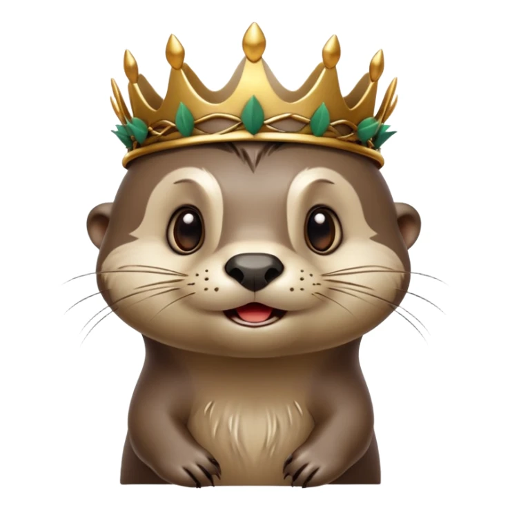 very anthropomorphic cartoon otter with highly expressive face in three-quarter profile view, exaggerated facial features, big expressive eyes, cartoony style, simple thorny stem wrapped horizontally around its forehead like Jesus Crown of thorns, very animated and emotive sticker