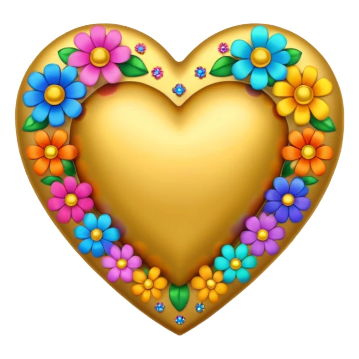 a golden heart studded with flowers sticker