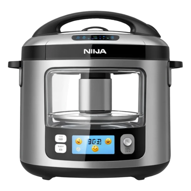 A highly realistic emoji-style illustration of the Ninja Combi all-in-one multicooker, shown front-facing. Stainless steel body with a large glass door. sticker