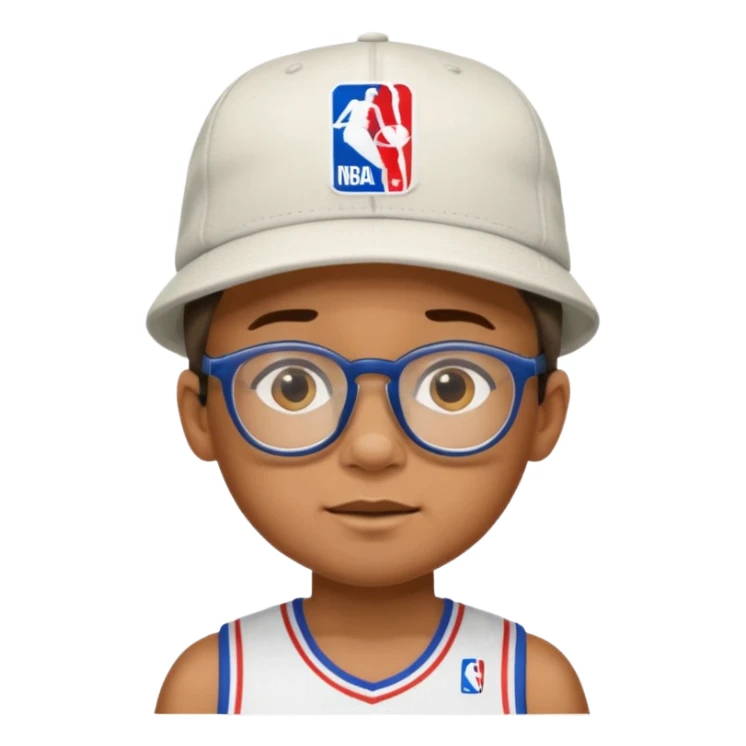 glasses child with hat and nba jersey sticker