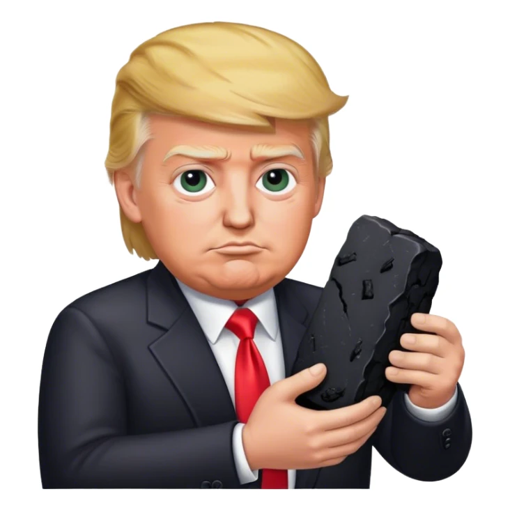 Trump holds coal in his hands sticker