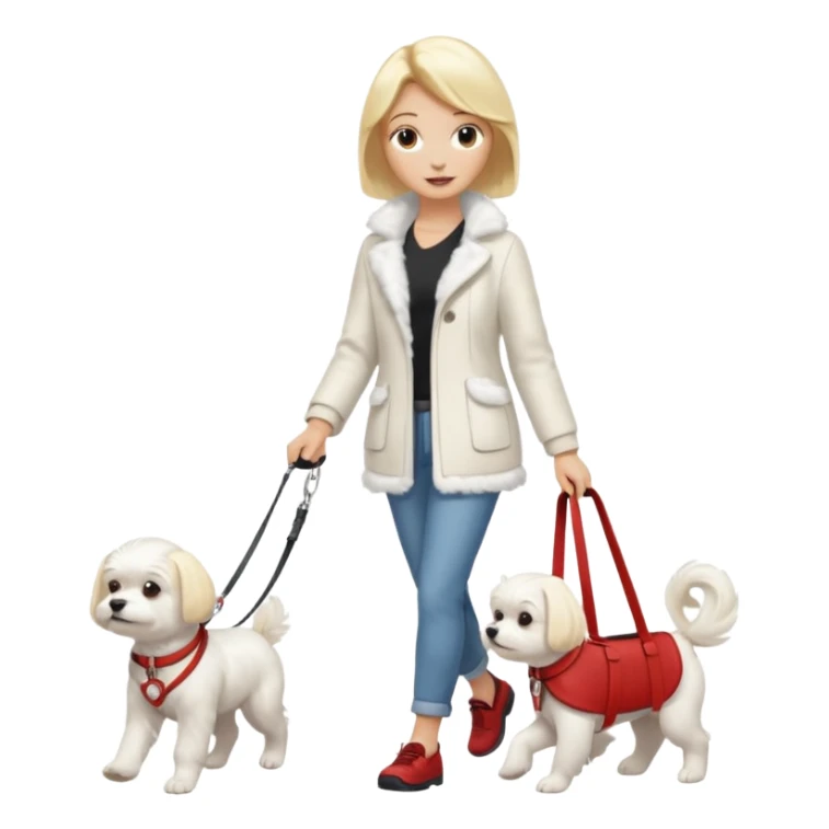 blonde woman walking Maltese dog sticker