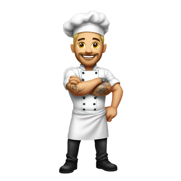 Muscular white handsome male chef with tattoos sticker