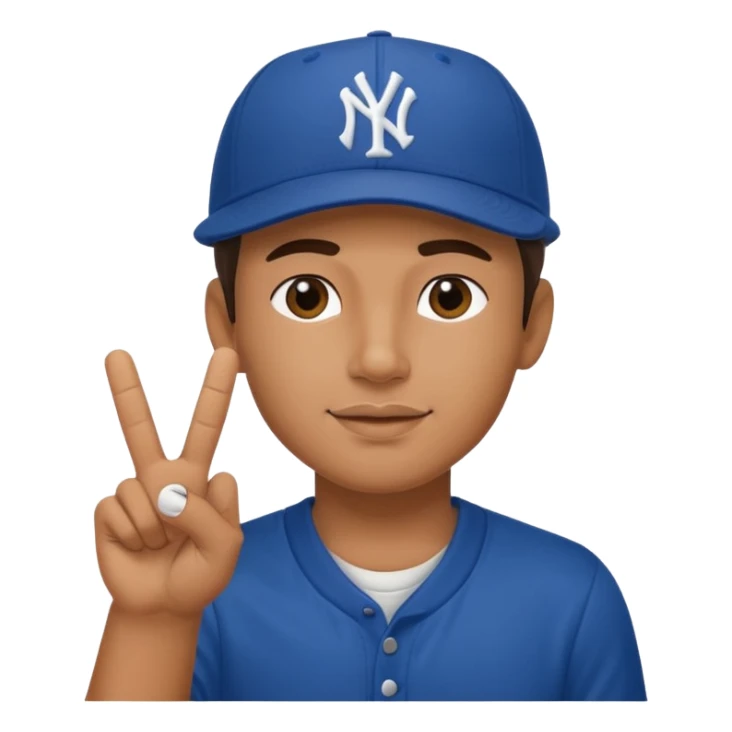 Cool hip guy with NY baseball cap doing a peace sign with his fingers sticker