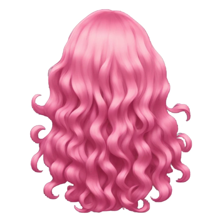 cyberpunk Pink wavy mid-long hair rear view sticker
