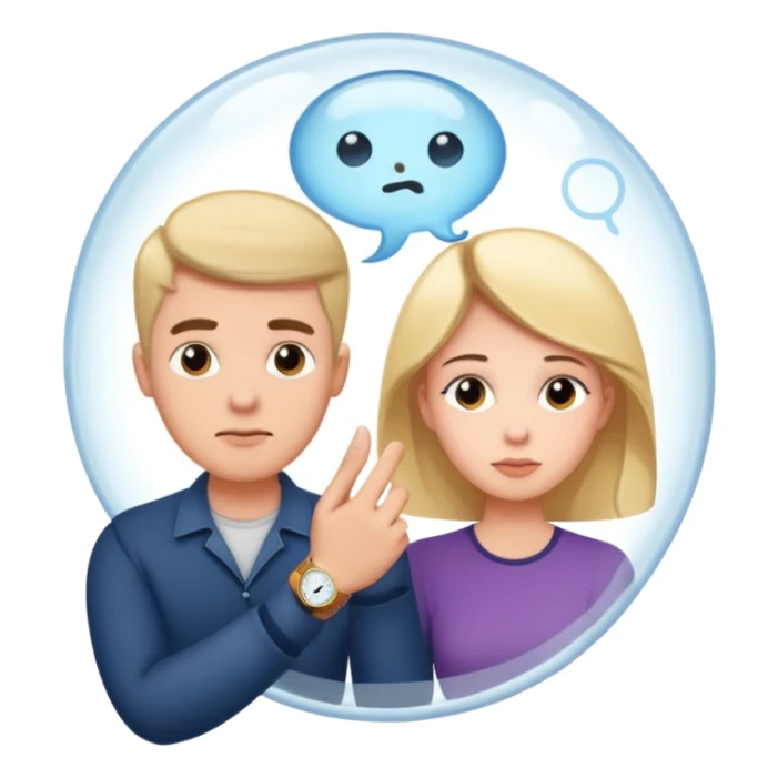 a couple in love with a wristwatch in a guys thinking bubble  sticker