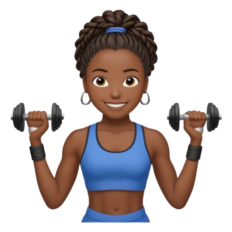 Create an emoji of rey. he has dreadlocks, african american, he's an athlete handsome with a million dollar smile. he's also a strength coach who values performance training. Make him darkskin, with 2 strand twist hairsyle  sticker