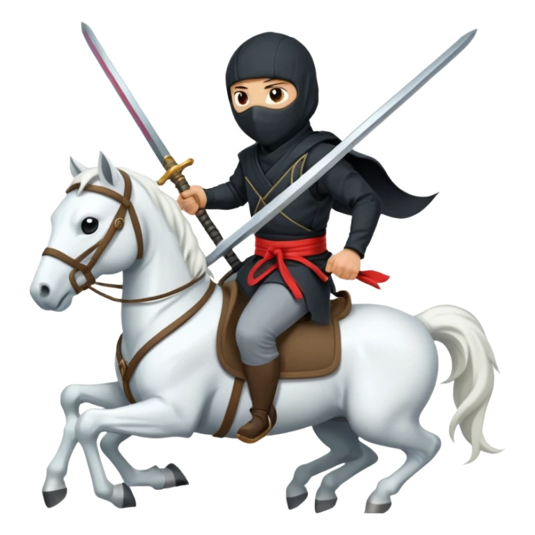 Ninja ride on white horse and hold sword sticker