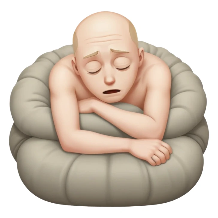 Scared man sitting curled up on himself, hidding his eyes sticker