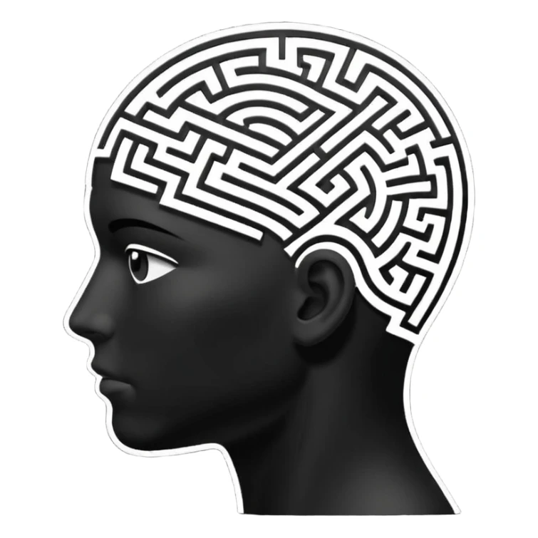 silhouette of a head with a maze inside sticker