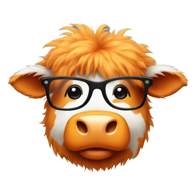 Fluffy orange cow with black glasses sticker