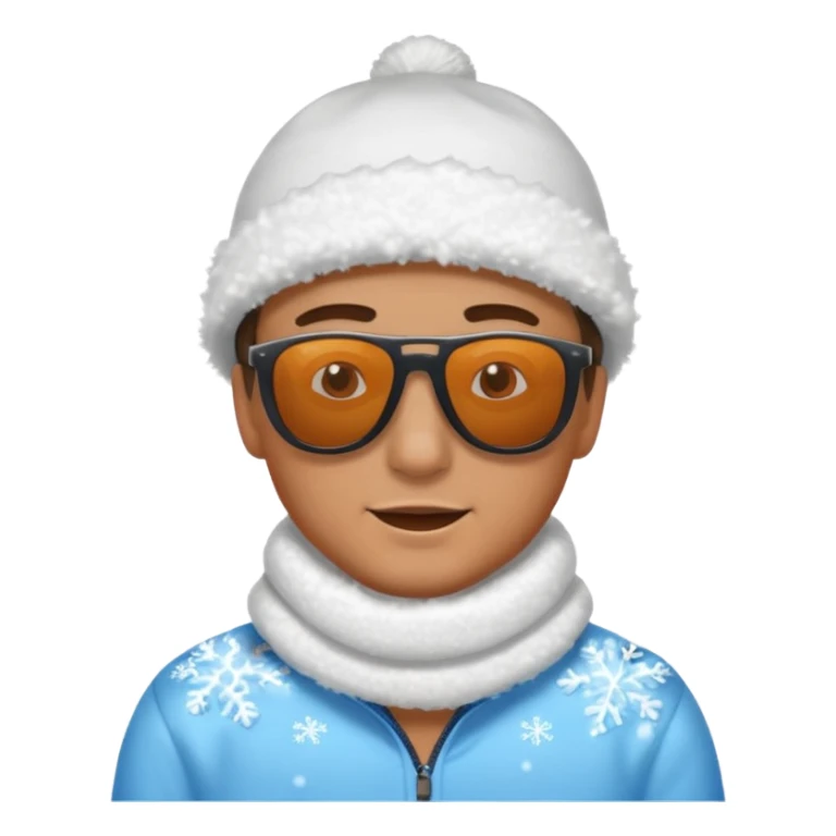 a man laying on snow and covered with snoo sticker