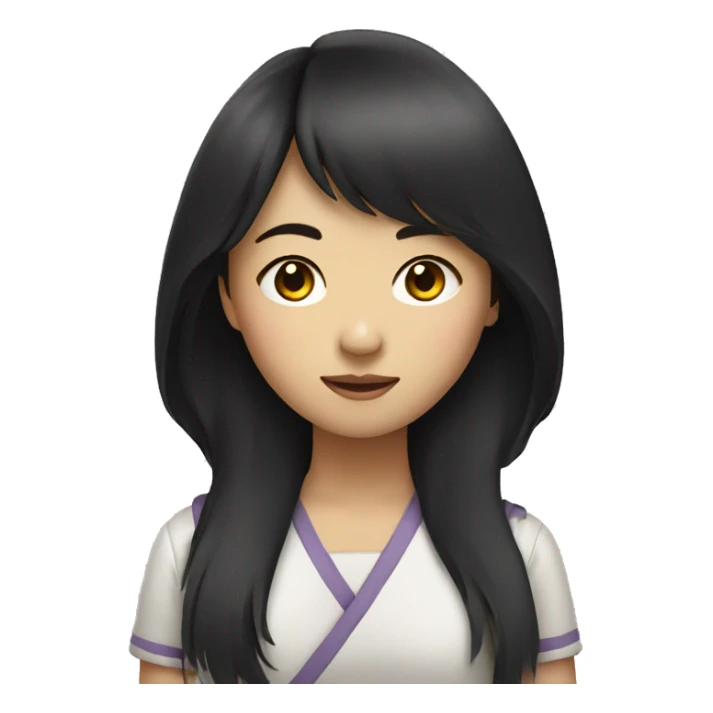 asian girl with dark hair and side bangs sticker
