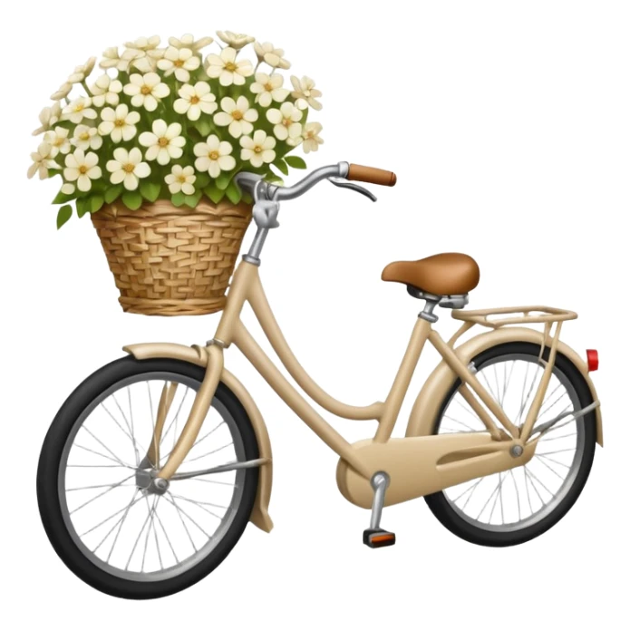 realistic light beige bicycle with basket of white  sticker