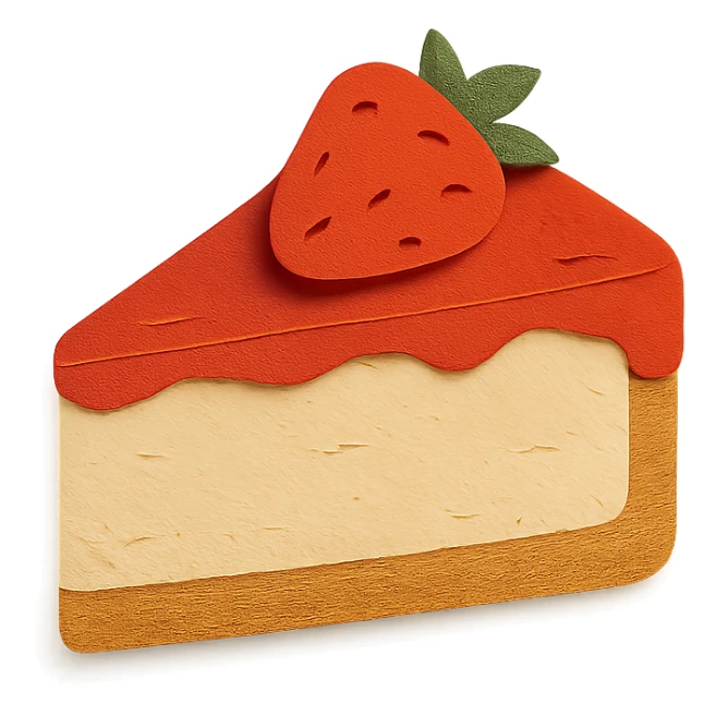paper craft cheesecake slice, layered look, strawberry topping sticker