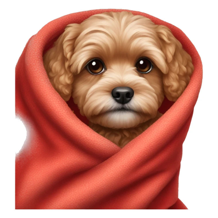 Red Maltipoo in red blanket sticker