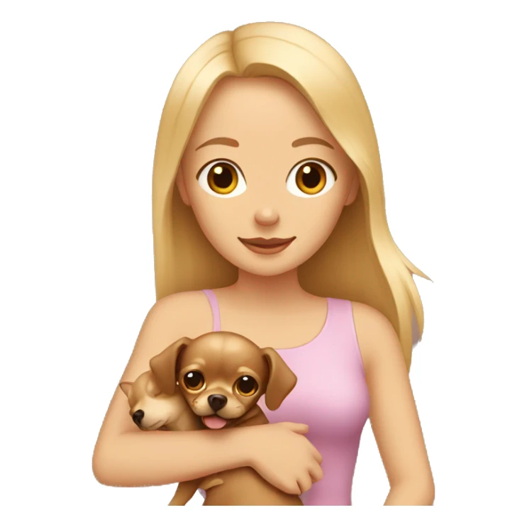 blonde girl holding brown chihuahua sticker