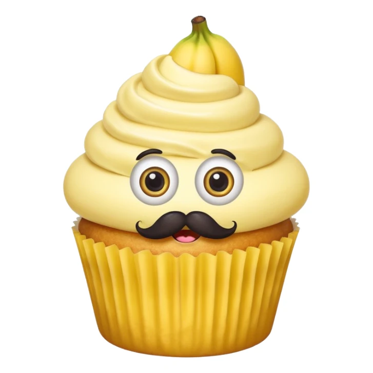 giant mustached, banana cupcake, big eyes sticker