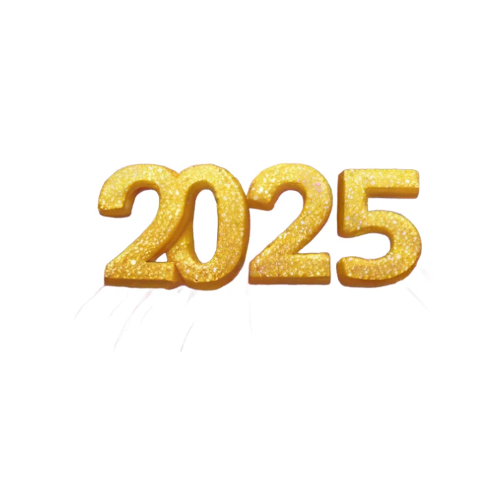 The number 2025 sparkly font with fireworks behind it sticker