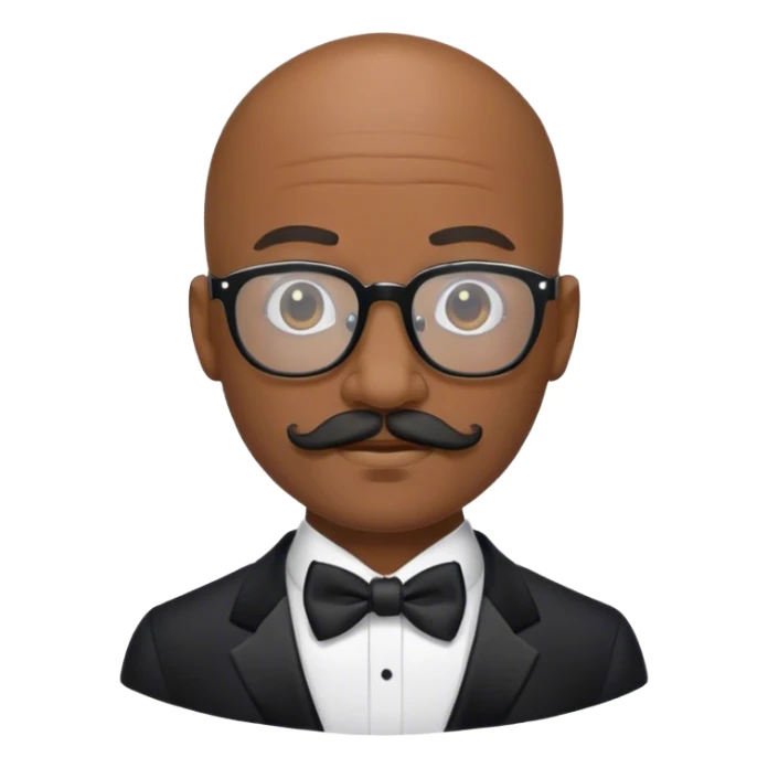 Bald black man with glasses and mustache in tuxedo  sticker