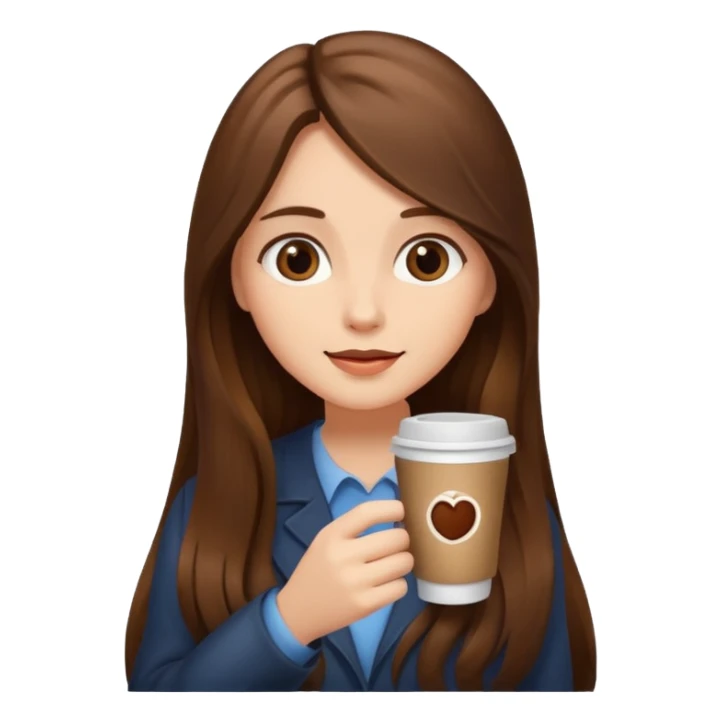 Brown long haired girl with coffee sticker