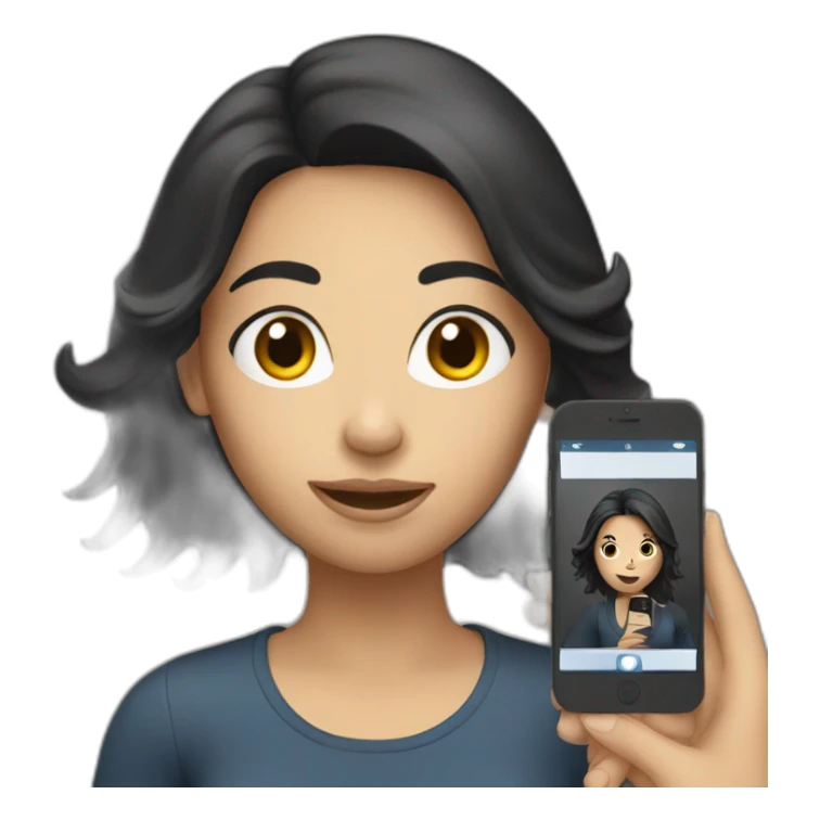 dark hair female recording video with phone sticker