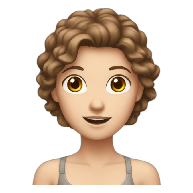 white girl brown hair with arms up sticker