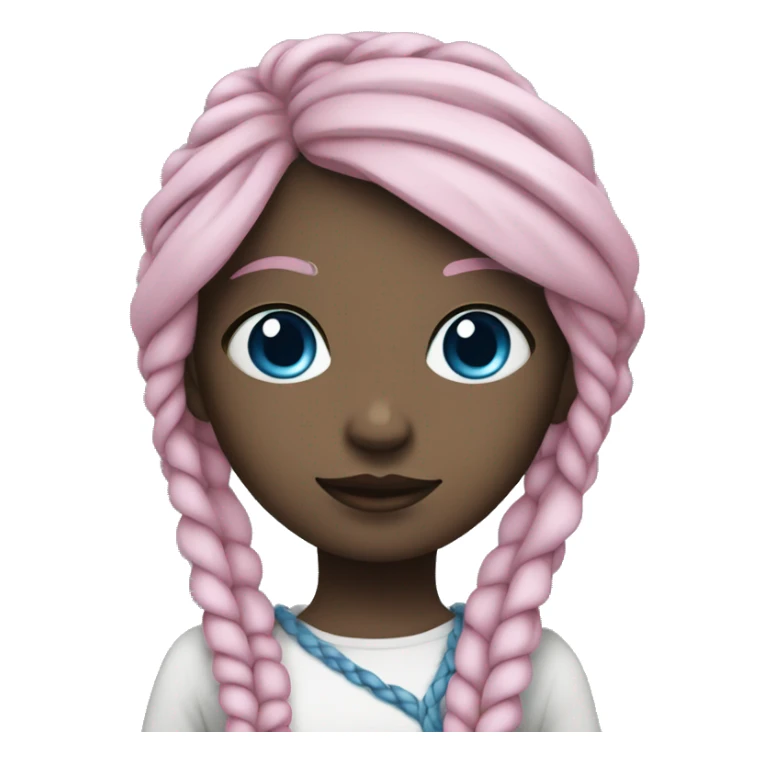 Pale girl with long blue braids and side fringe with pink eyes sticker