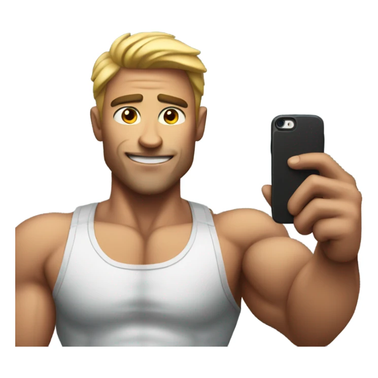 muscular male with phone selfie not muscular sticker