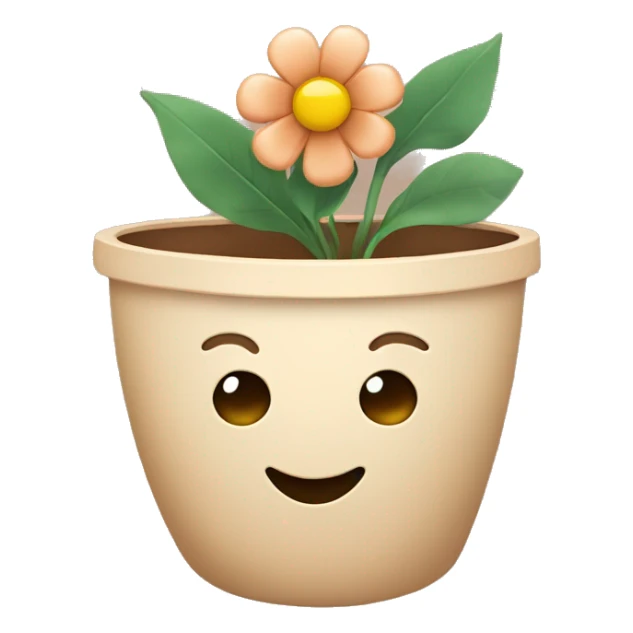 there is a pot in pastel brown colors and a flower in it sticker