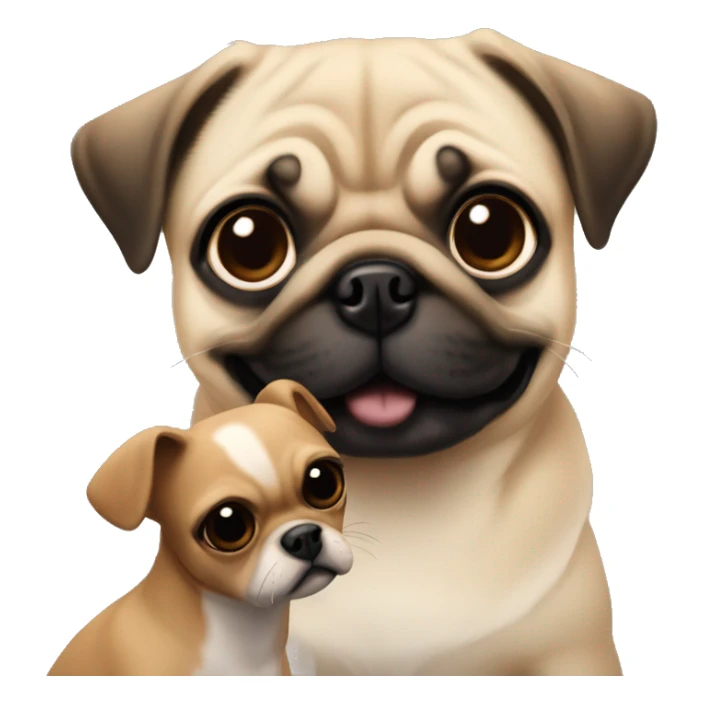 pug playing with chihuahua brown black color sticker