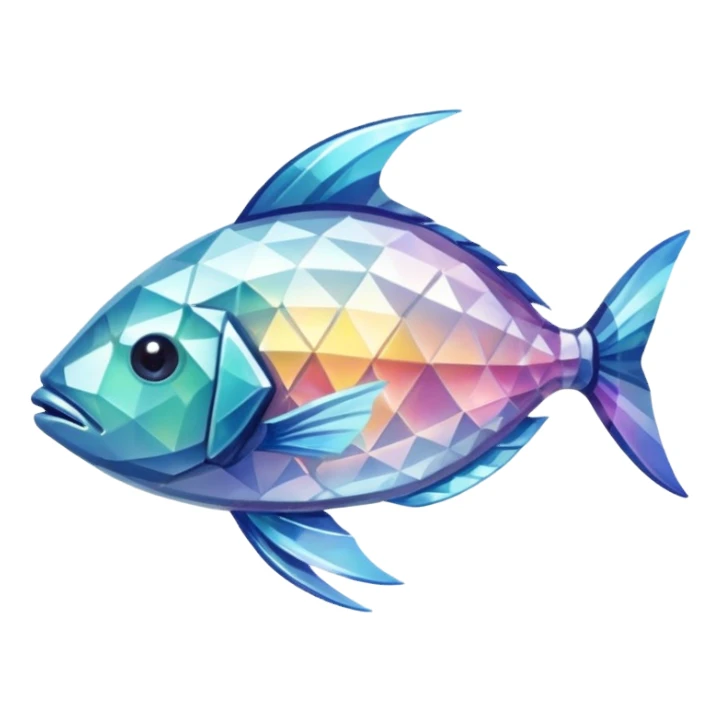 the flat side view of a crystal fish (fictional) sticker