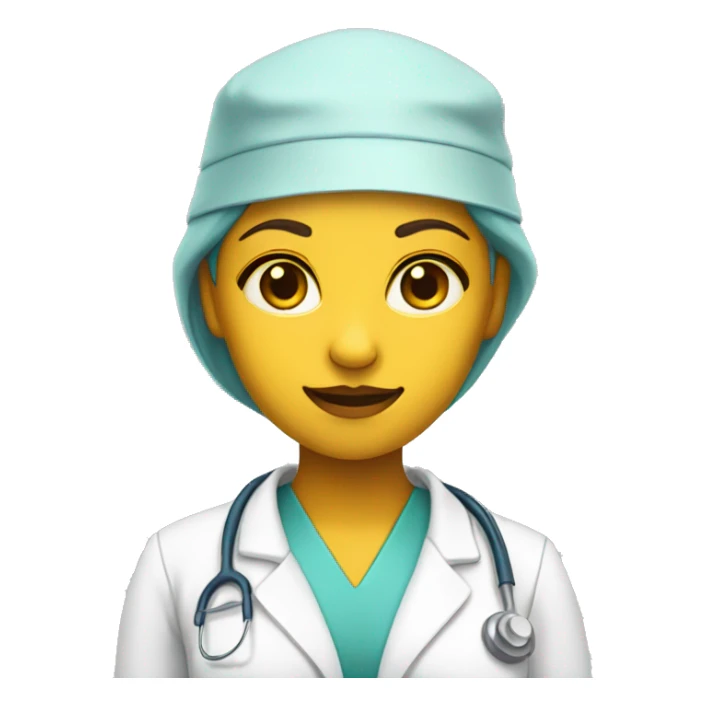 girl surgeon with cap and coat on yellow skin sticker