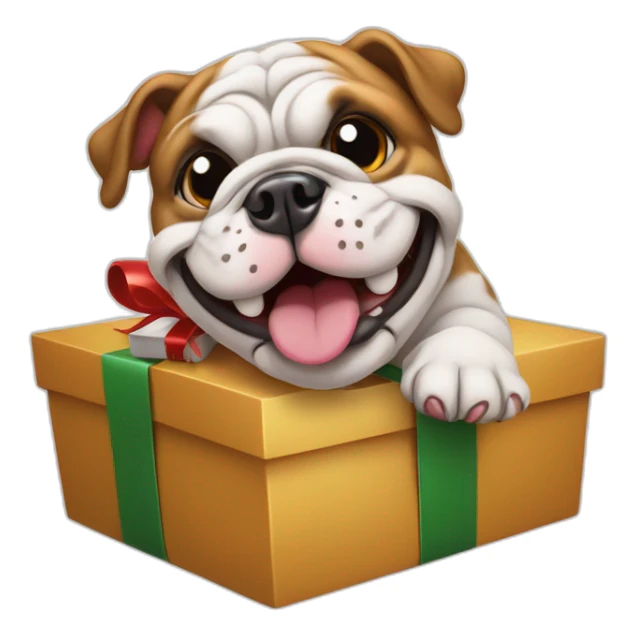 Smiling bulldog on a Christmas present (very cute)  sticker