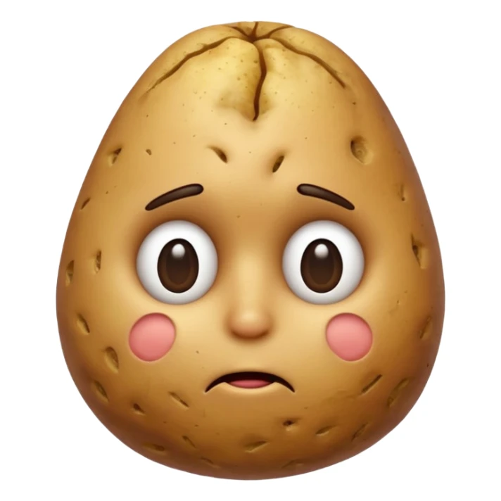 Potato that is confused with hand scratching his head with no mouth and eyes sticker