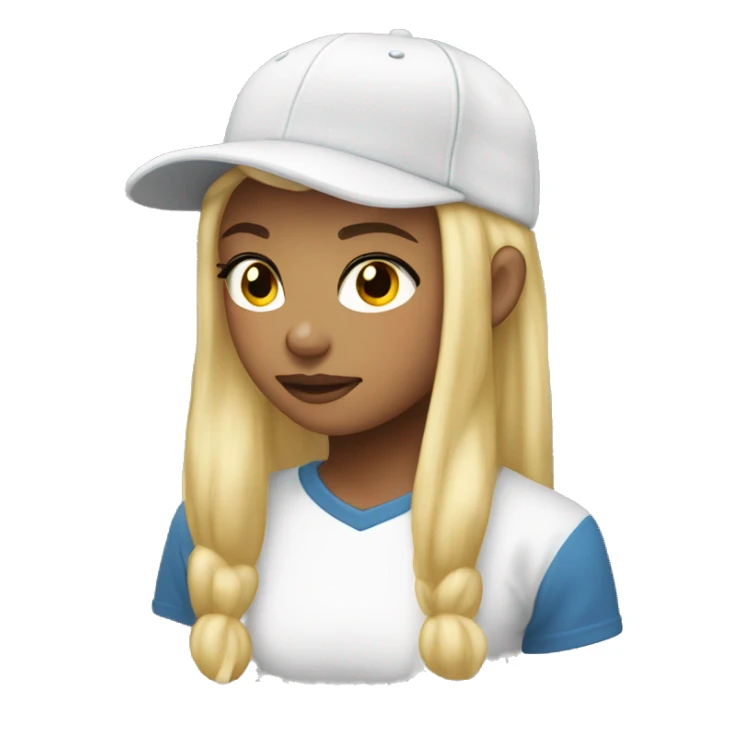 Girl with blonde ponytail Baseball cap white long sleeved shirt sticker