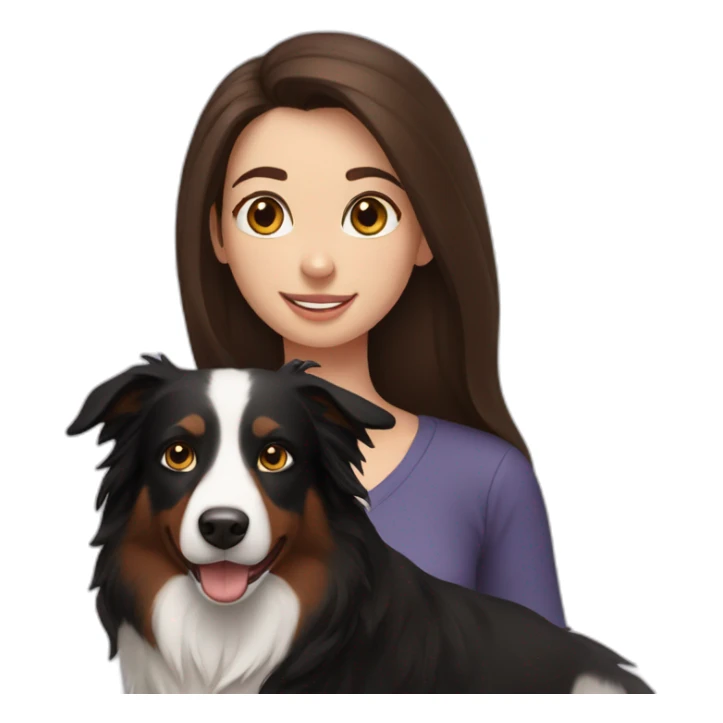 black border collie and woman with long brown hair sticker