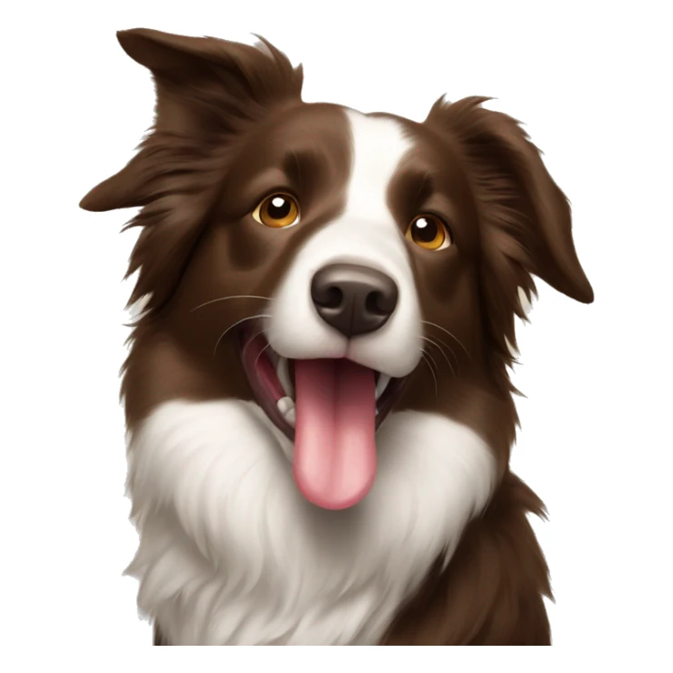 Brown border collie with his tongue our sticker