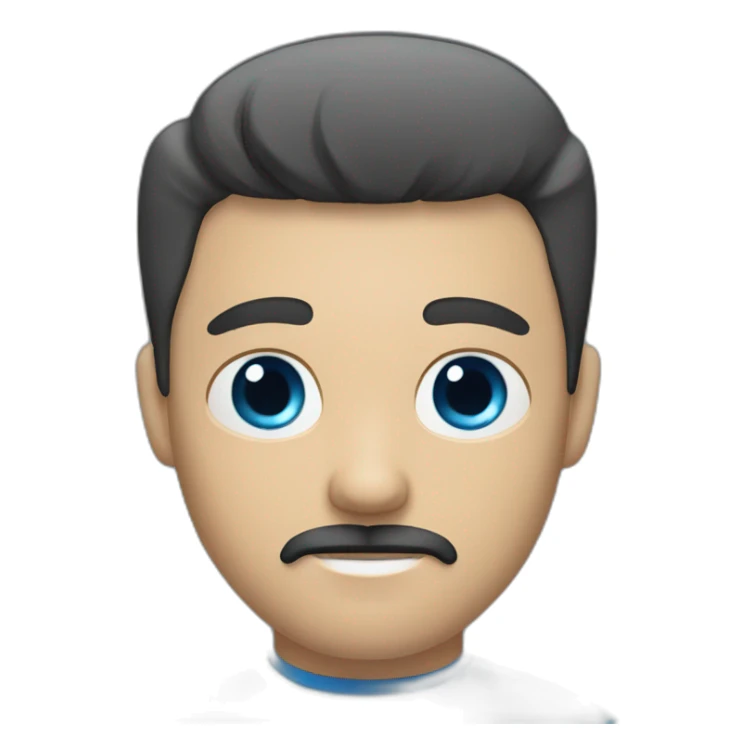 white man with blue eye black hair with mustache and goatee sticker