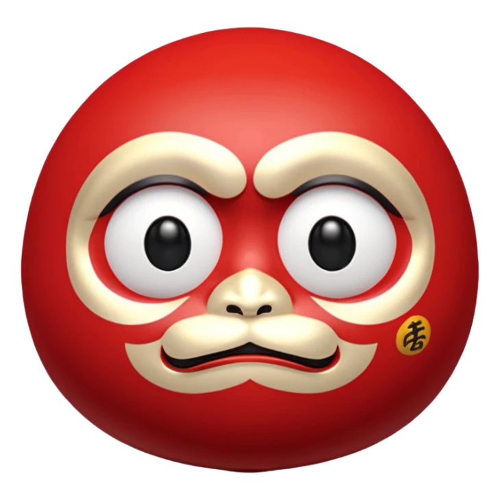 daruma doll, Round body, smooth glossy surface, cutefacial, red primary color with gold details. sticker