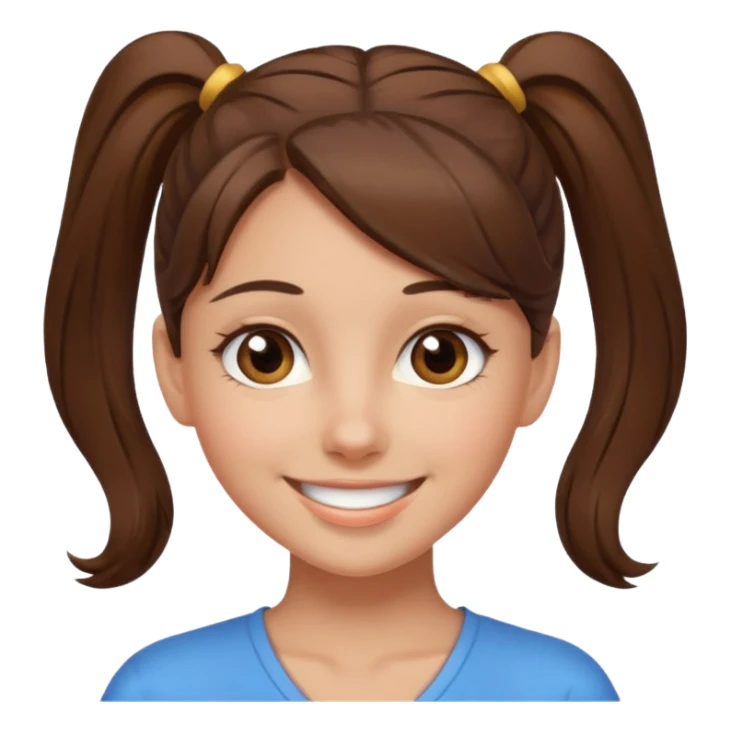 a brown haired girl  in a high ponytail but make her really pretty with brown eyes sticker