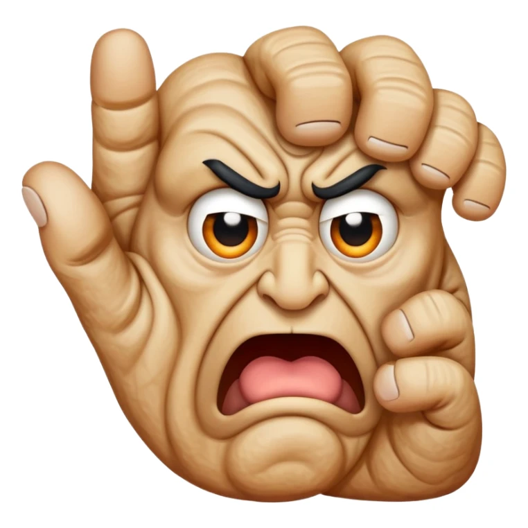 Hazme una mano formando un 3 con una cara de enojado  sticker