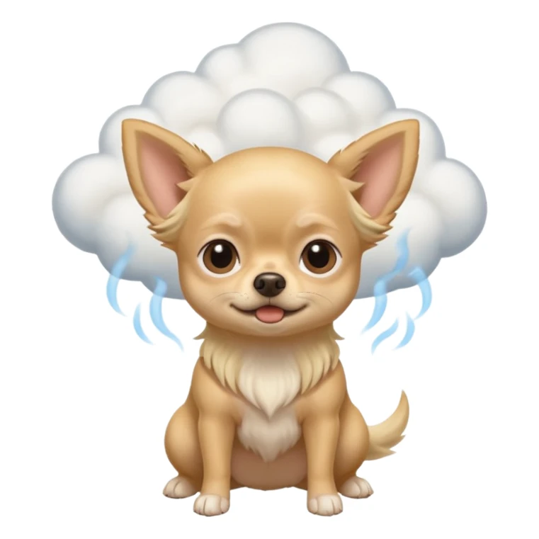 Blonde long hair chihuahua with fart cloud sticker