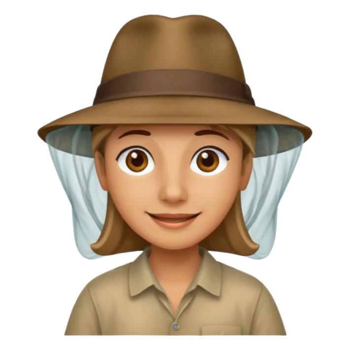 person wearing a mosquito net and a indiana jones hat combination  sticker