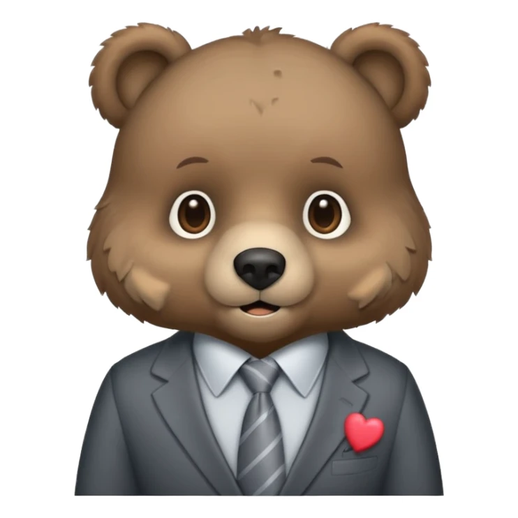 Bear with grey tie and grey heart sticker