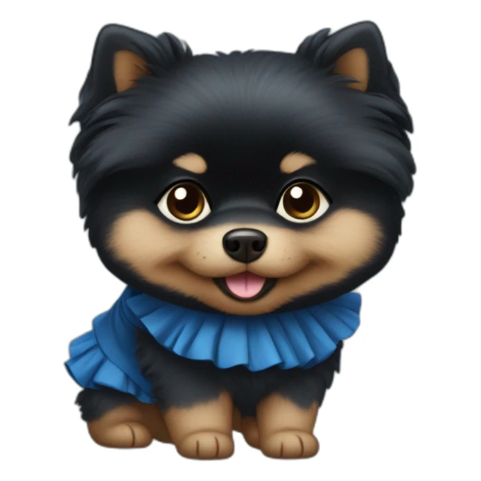 black pomeranian in blue dress sticker