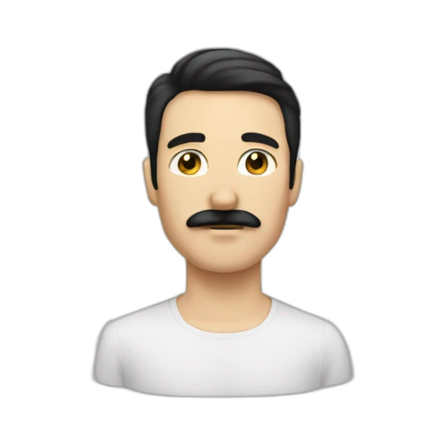 white man with moustache and black hair sticker
