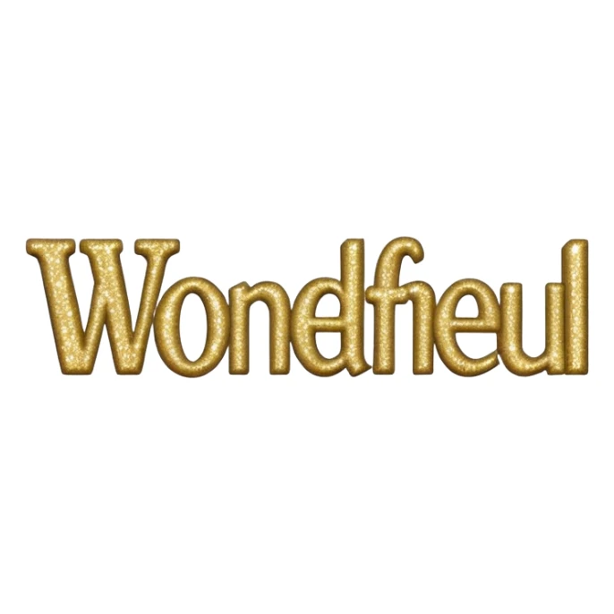 The word wonderful with glitter sticker