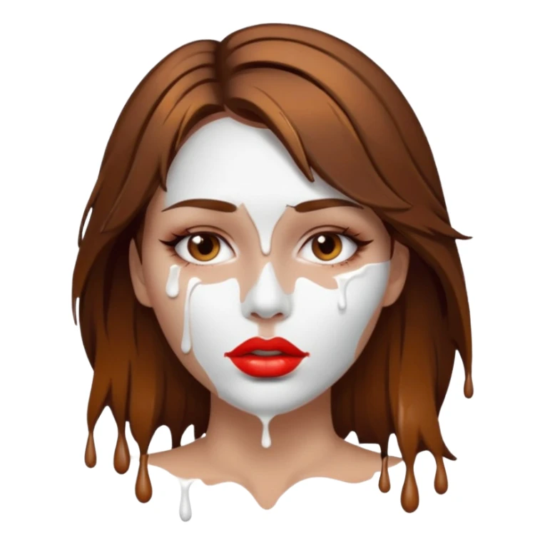 Brown Hair Woman , white paint , drip, face, hot  Sexy, lips sticker