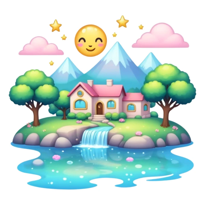 Cute kawaii adorable wholesome sparkly scenery  sticker